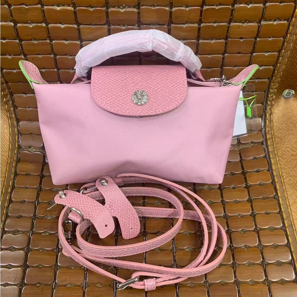 Longchamp Pink Mini Le Pliage Top-Handle Crossbody with Detachable Strap